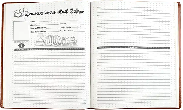 Pagine del Reading Journal dedicate alle recensioni dei libri